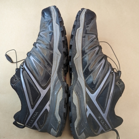 Salomon X Ultra Mid Gortex Black Gray Hiking Boots  Ortholite Men's Size 10The - Picture 7 of 11